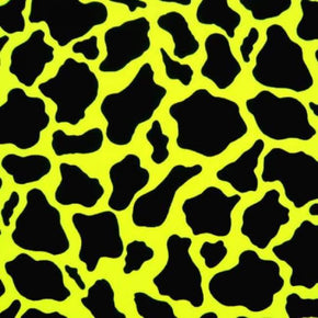  Black/Neon Yellow Cow Print on Nylon Spandex