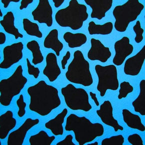  Black/Turquoise Cow Print on Nylon Spandex
