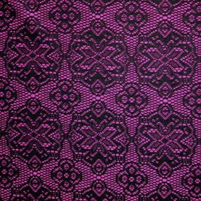  Black/Fuchsia Fancy Embossed Crochet Lace