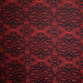  Black/Red Fancy Embossed Crochet Lace