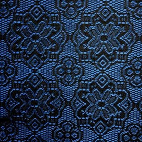  Black/Royal Fancy Embossed Crochet Lace