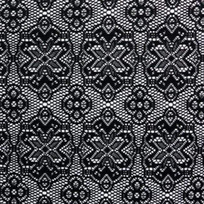  Black/White Fancy Embossed Crochet Lace