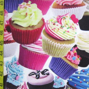 Multi-Colored Cupcakes Print on Polyester Spandex