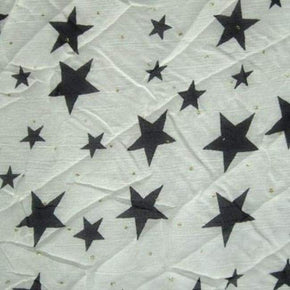  Black/White Stars Printed Chiffon 