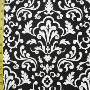  Black/White Damask Print on Polyester Spandex