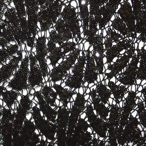 Black Solid Colored 4mm Sequins on Guipure Lace