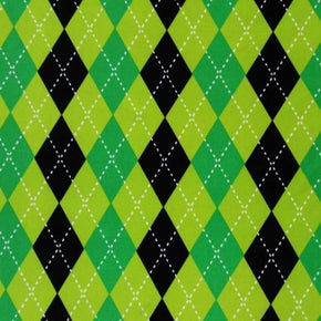 Black/Apple Green/Green Argyle Print on Polyester Spandex