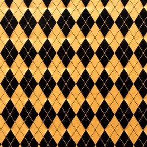  Black/Gold Shiny Diamond Shape Metallic Foil on Polyester Spandex