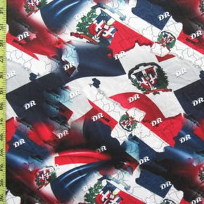 Multi-Colored Dominican Republic Flag Collage Print on Polyester Spandex