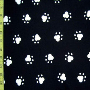  Black/White Dog Paws Print on Polyester Spandex