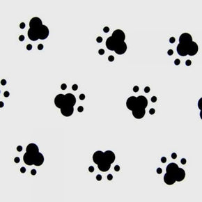  White/Black Dog Paws Print on Polyester Spandex