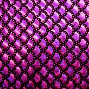  Fuchsia/Black Holographic Dot Mermaid Metallic Foil on Nylon Spandex