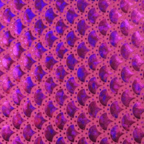  Neon Pink/Fuchsia Holographic Dot Mermaid Metallic Foil on Nylon Spandex