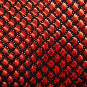  Red/Black Holographic Dot Mermaid Metallic Foil on Nylon Spandex
