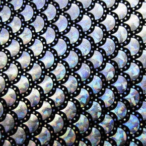  Silver/Black Holographic Dot Mermaid Metallic Foil on Nylon Spandex