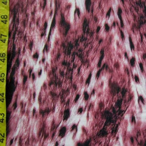 Burgundy/White/Black Animal Fur Print on Polyester Spandex
