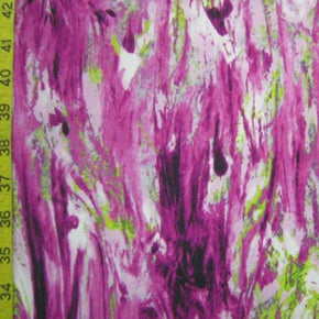 Purple/Lime Green/White Abstract Art Print on Polyester Spandex