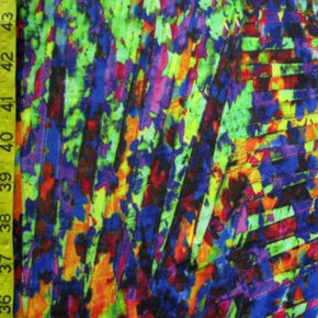Multi-Colored Psychedelic Streaks Print on Polyester Spandex