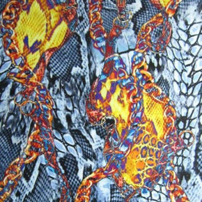 Multi-Colored Animal Print Collage on Polyester Spandex