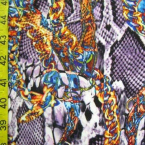 Multi-Colored Animal Print Collage on Polyester Spandex