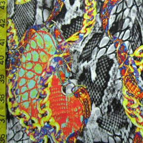 Multi-Colored Animal Print Collage & Handbags on Polyester Spandex