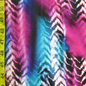 Multi-Colored Chevron Collage Print on Polyester Spandex