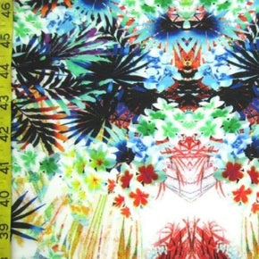 Multi-Colored Floral Collage Print on Polyester Spandex