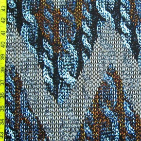 Silver/Blue/Gold Colored Chains Print on Polyester Spandex