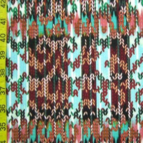 Multi-Colored Aztec Collage Print on Polyester Spandex