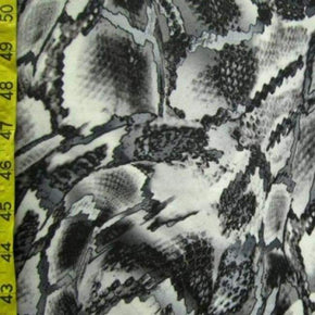 Black/Grey/Off-White Snakeskin Print on Polyester Spandex