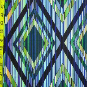 Multi-Colored Streaky Argyle Print on Polyester Spandex