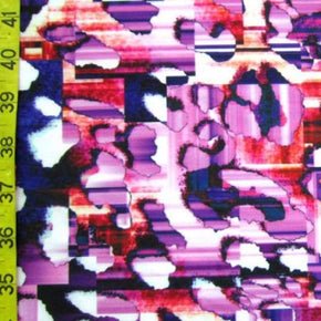 Multi-Colored Watercolor Squares Print on Polyester Spandex