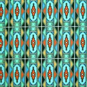 Multi-Colored Aztec Print on Polyester Spandex