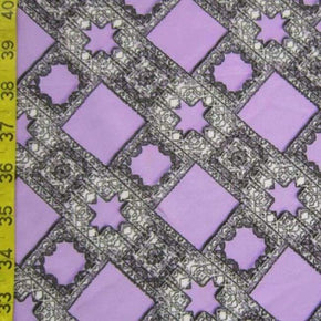 Purple/Silver Ornate Grate Print on Polyester Spandex