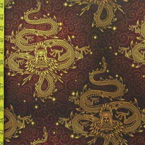Multi-Colored Dragon Print on Polyester Spandex