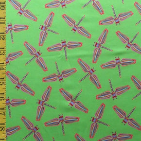  Green Dragonflies Print on Polyester Spandex