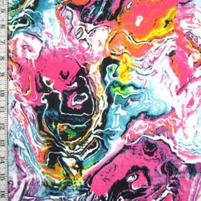 Multi-Colored Paint & Water Swirls Print on Polyester Spandex