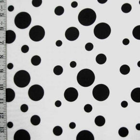  Black/White Polka Dots of Different Sizes Print on Polyester Spandex