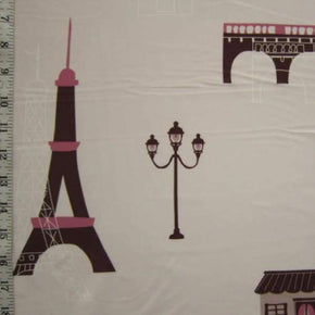 Multi-Colored Eiffel Tower Print on Polyester Spandex