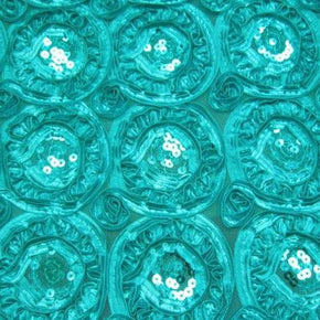  Turquoise Fancy Embroidery & Sequins on Lace