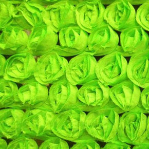  Neon Green Fancy Floral Embroidery & Sequins on Mesh