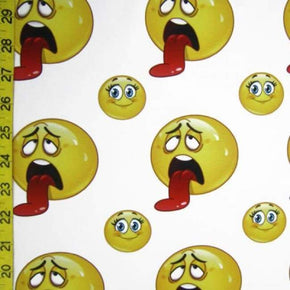 Multi-Colored Emoji Faces Print on Polyester Spandex
