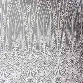  White/White Fancy Aztec 2mm Sequins on Polyester Mesh