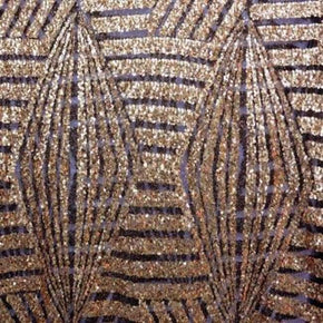  Gold/Black Fancy Big Diamond 2mm Sequins on Tulle Mesh