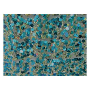  Turquoise Fancy Dangling Sequins on Polyester Mesh