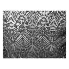  Black Shiny Fancy Design Sequins on Polyester Mesh