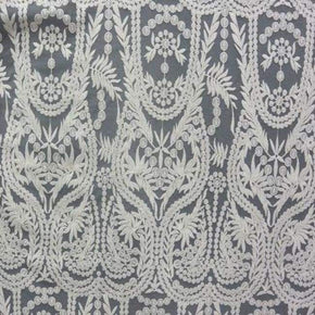  Ivory Fancy Heavy Embroidery Guipure on Polyester Mesh
