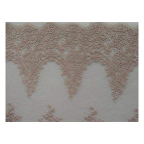  Blush Fancy Heavy Embroidery Floral Guipure with 9" Scalloped Sides on Polyester Mesh