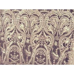  Dark Nude Fancy Heavy Embroidery Guipure on Polyester Mesh