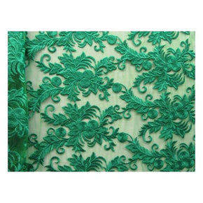  Green Fancy Embroidery with Scalloped Sides on Polyester Mesh